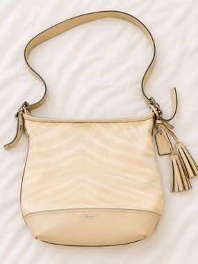 Coach Cream Zebra Print Shoulder Bag Y2K Neutral Hobo Purse